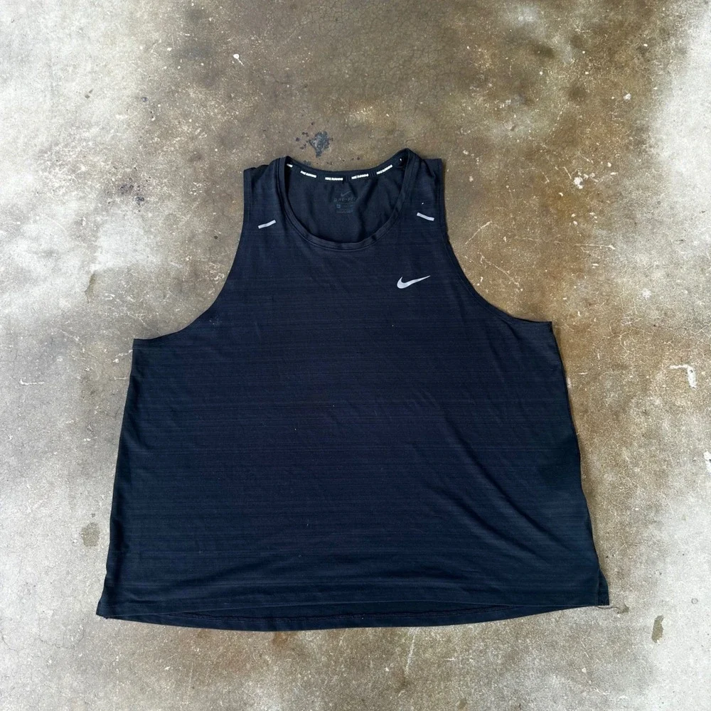 Nike Running Tank Top Mens XXL Black Excellent Dri-FIT Miler Singlet Sleeveless